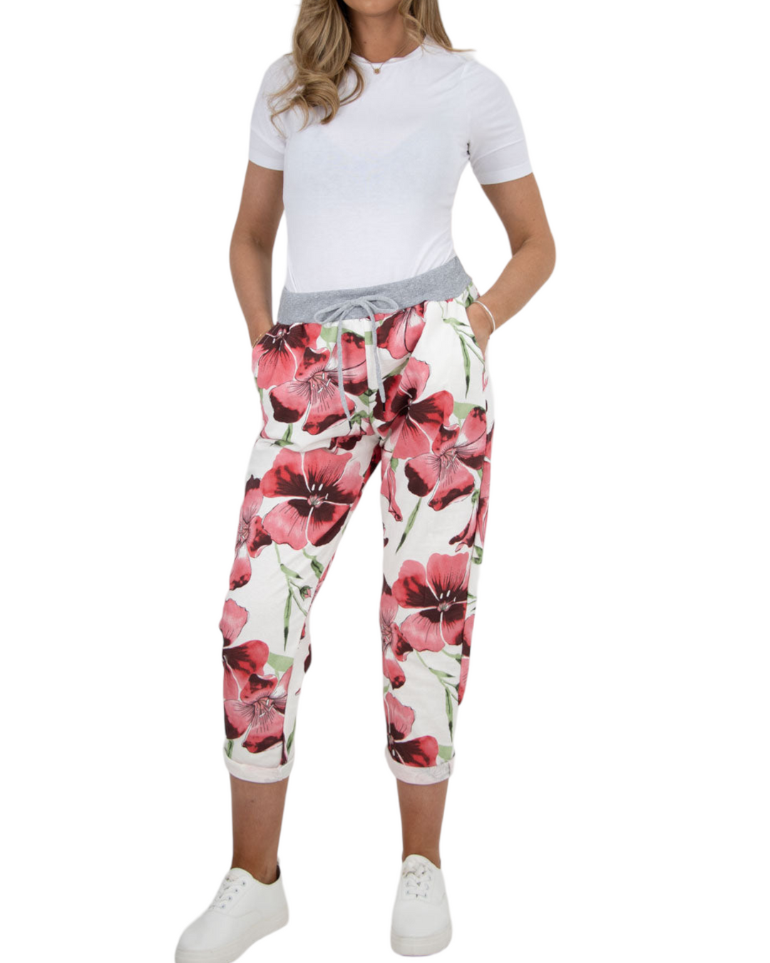 Floral Print Joggers Pants - Lashra Fashion