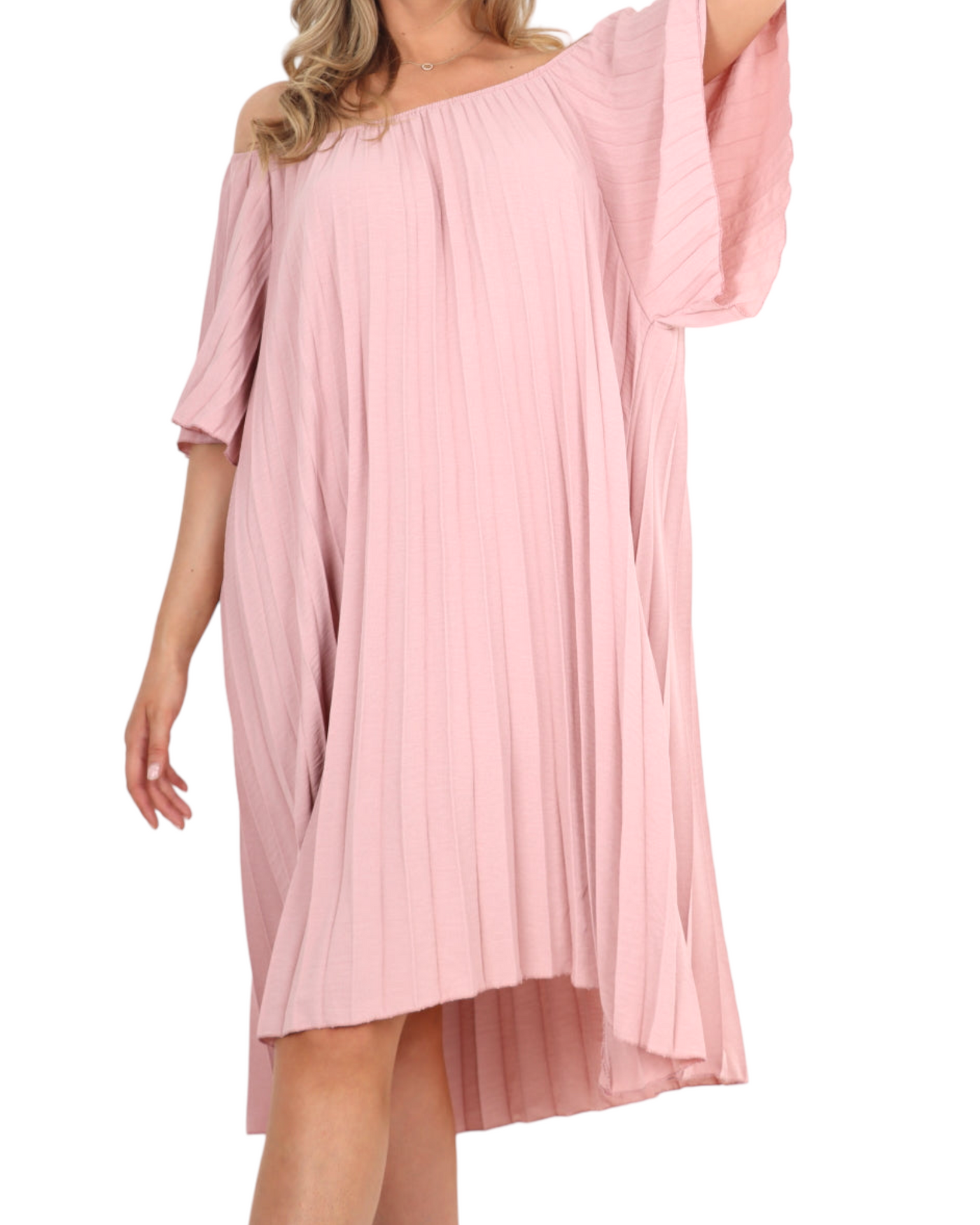 Off The Shoulder Pleated Dress