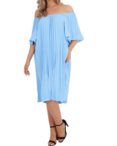 Off The Shoulder Pleated Dress