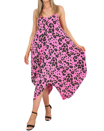Leopard Print Handkerchief Dress