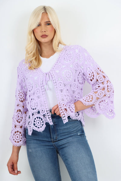 Tie Front Crochet Lace Shrug Pattern Cardigan
