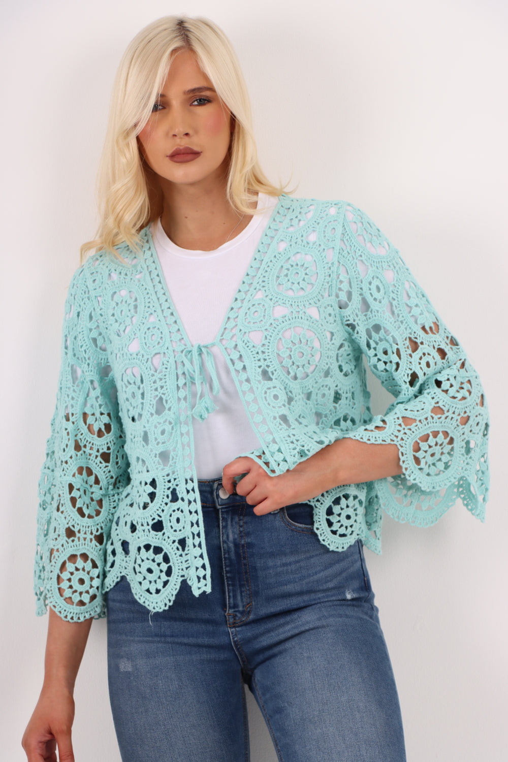 Tie Front Crochet Lace Shrug Pattern Cardigan