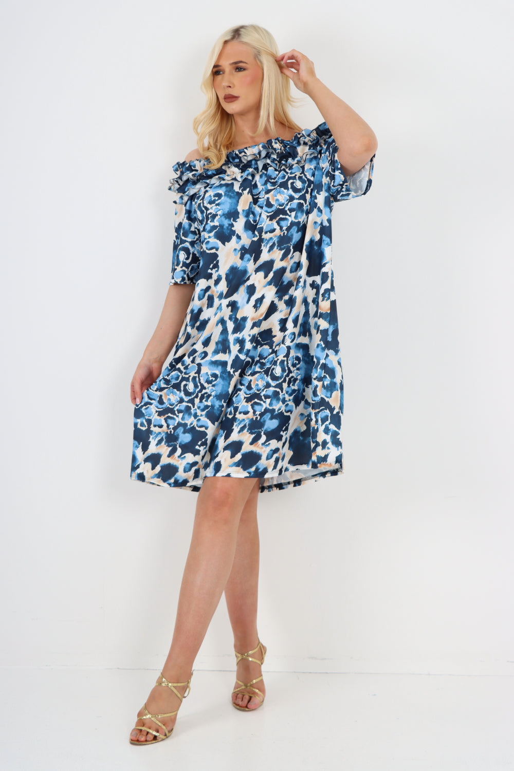 Bardot Animal Print Short Sleeve Mini Dress