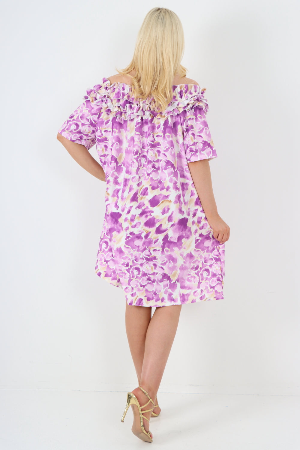 Bardot Animal Print Short Sleeve Mini Dress