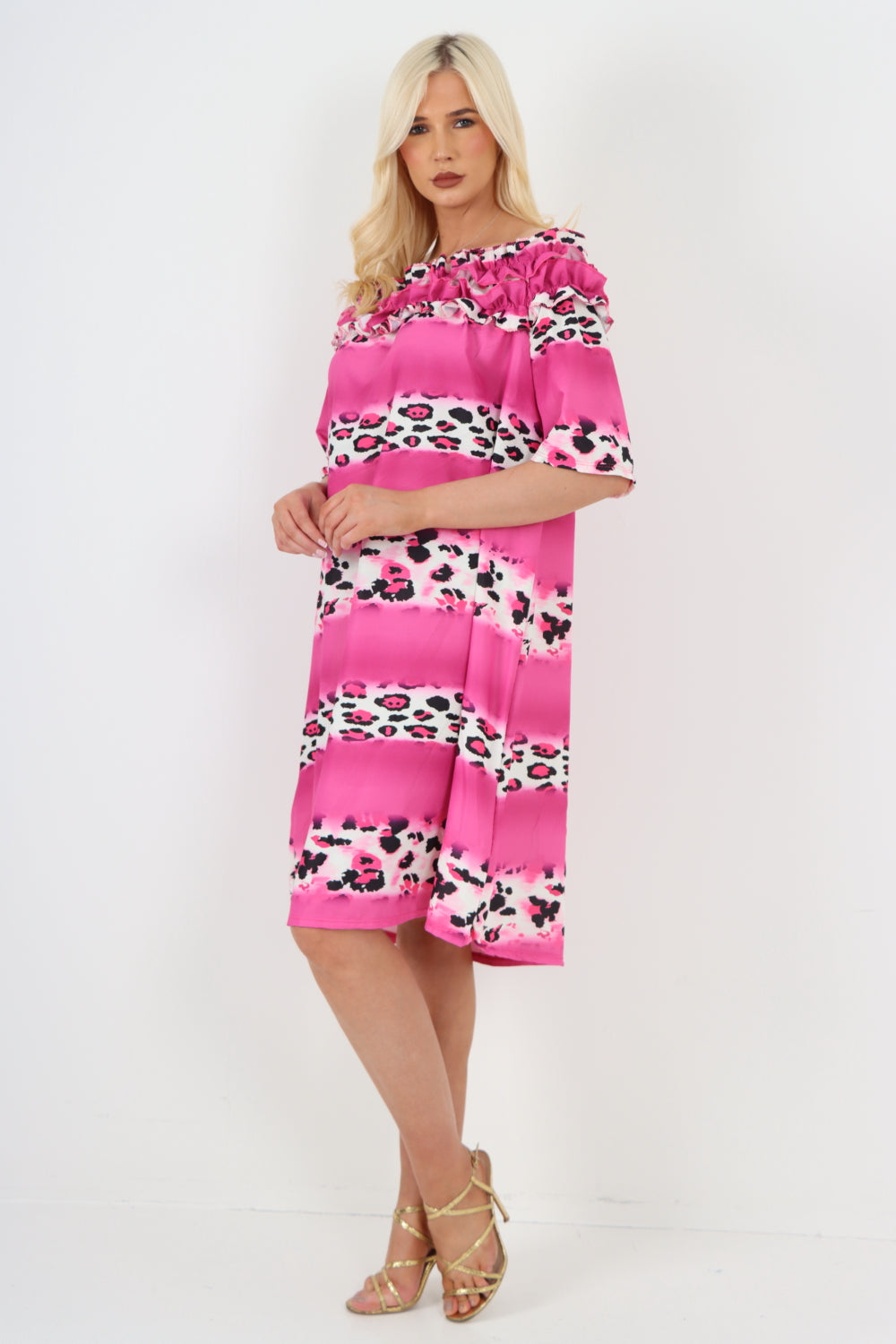 Bardot Leopard Printed Short Sleeve Mini Dress