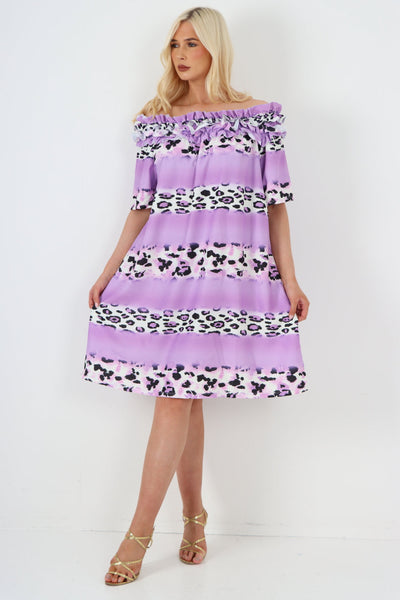 Bardot Leopard Printed Short Sleeve Mini Dress