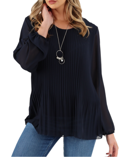 Made In Italy Pleated Necklace Top