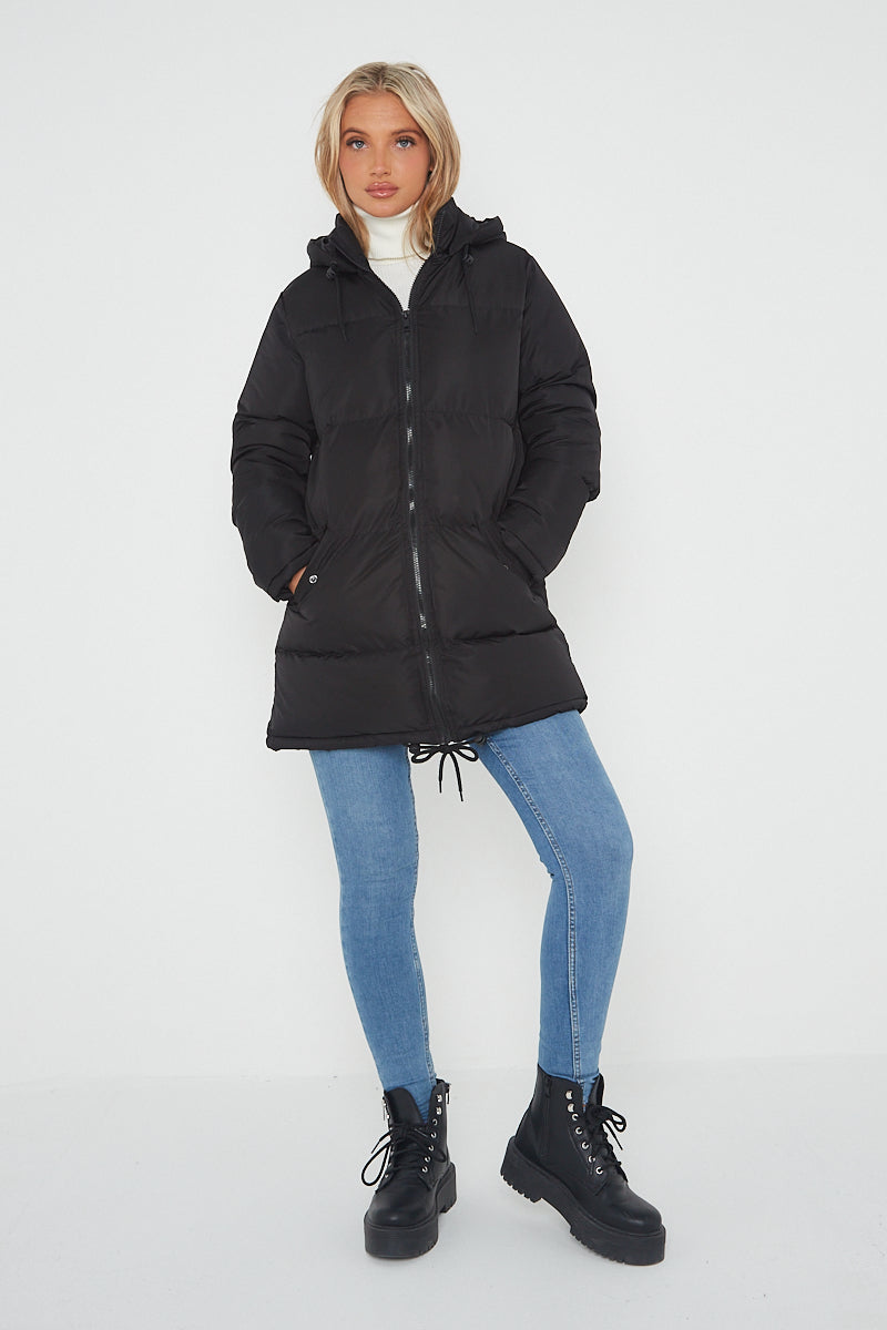 Brave Soul Cello Long Bubble Padded Hooded Winter Puffer Jacket