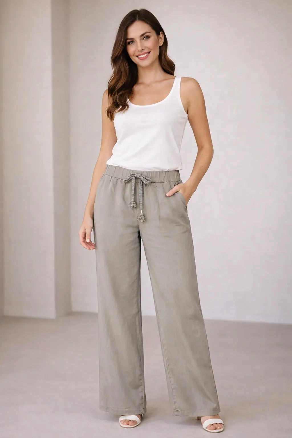 Mocha  Color Women Wide Leg Magic Trousers for Women UK