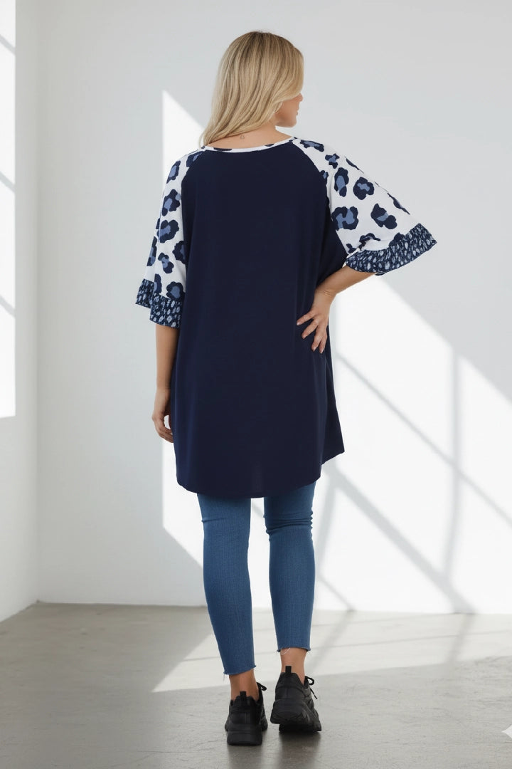 Animal Printed Sleeve Tunic Top