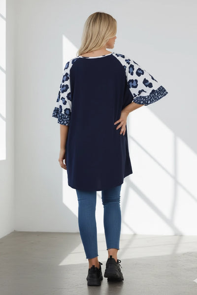Animal Printed Sleeve Tunic Top