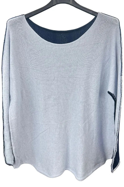 Italian Soft Knit Contrast Colour Round Neck Jumper Top