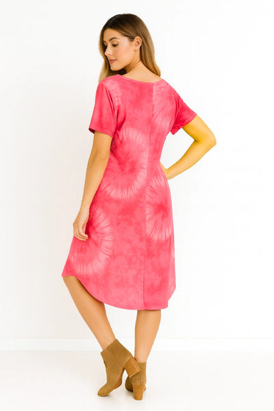 Italian Tie-Dye Midi T-Shirt Dress with Pockets