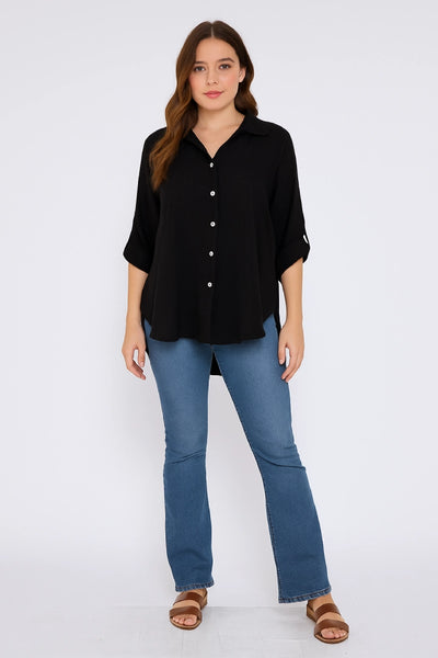 Italian Embroidered Cotton Button-Up Tunic