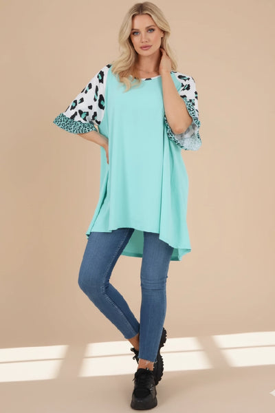 Animal Printed Sleeve Tunic Top