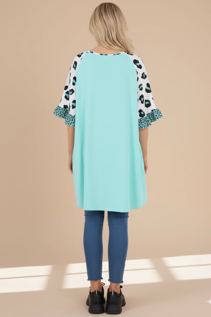 Animal Printed Sleeve Tunic Top