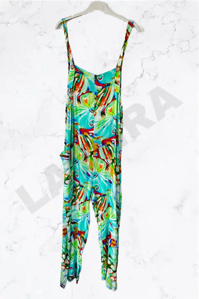 Italian Vibrant Neon Floral Print Relaxed Fit Jumpsuit