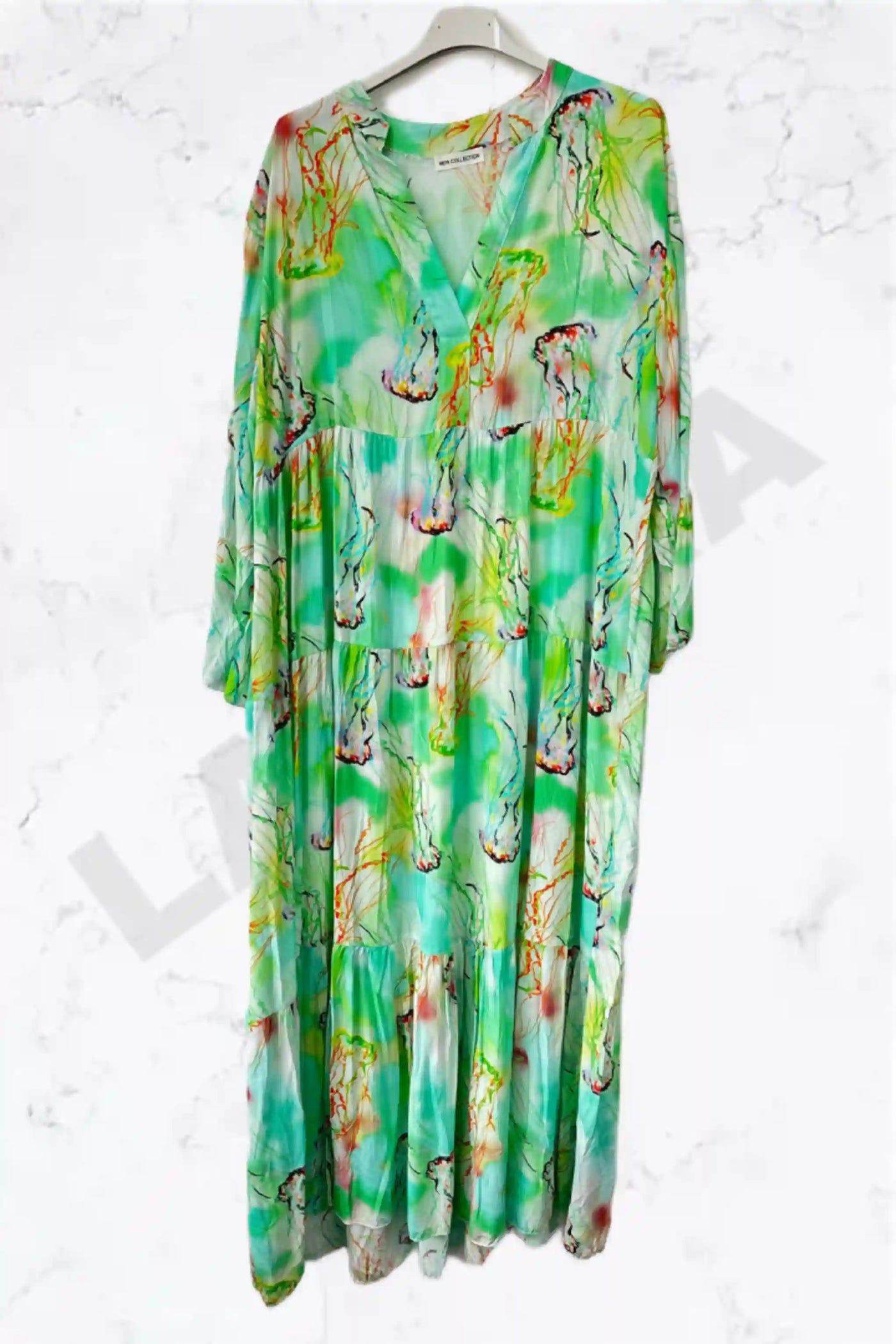 Italian Pastel Watercolour Tiered Maxi Dress