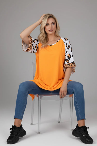 Animal Printed Sleeve Tunic Top