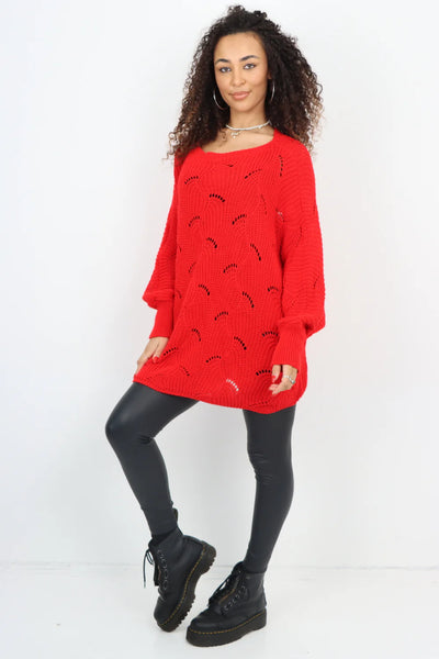 Italian Oversized Knitted Fishnet Longsleeve Jumper Top