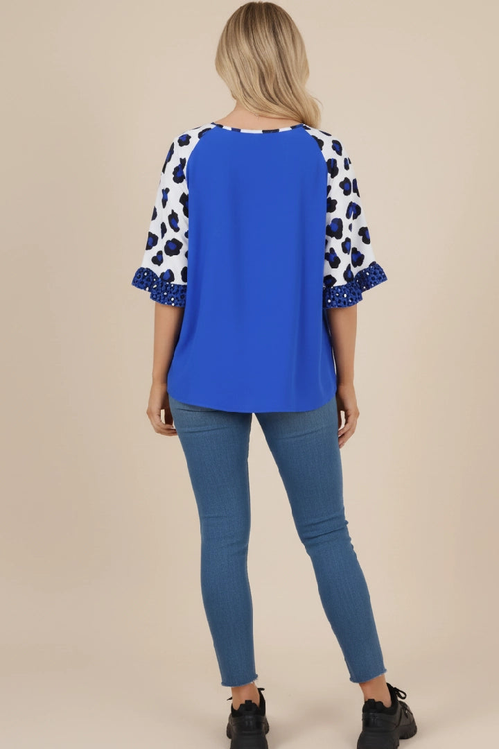 Animal Printed Sleeve Tunic Top