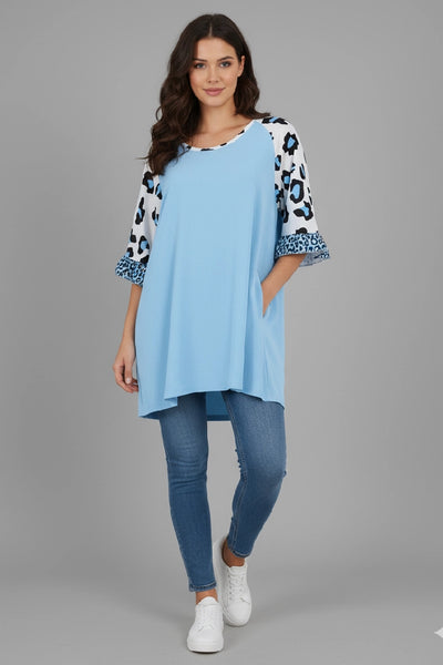 Animal Printed Sleeve Tunic Top