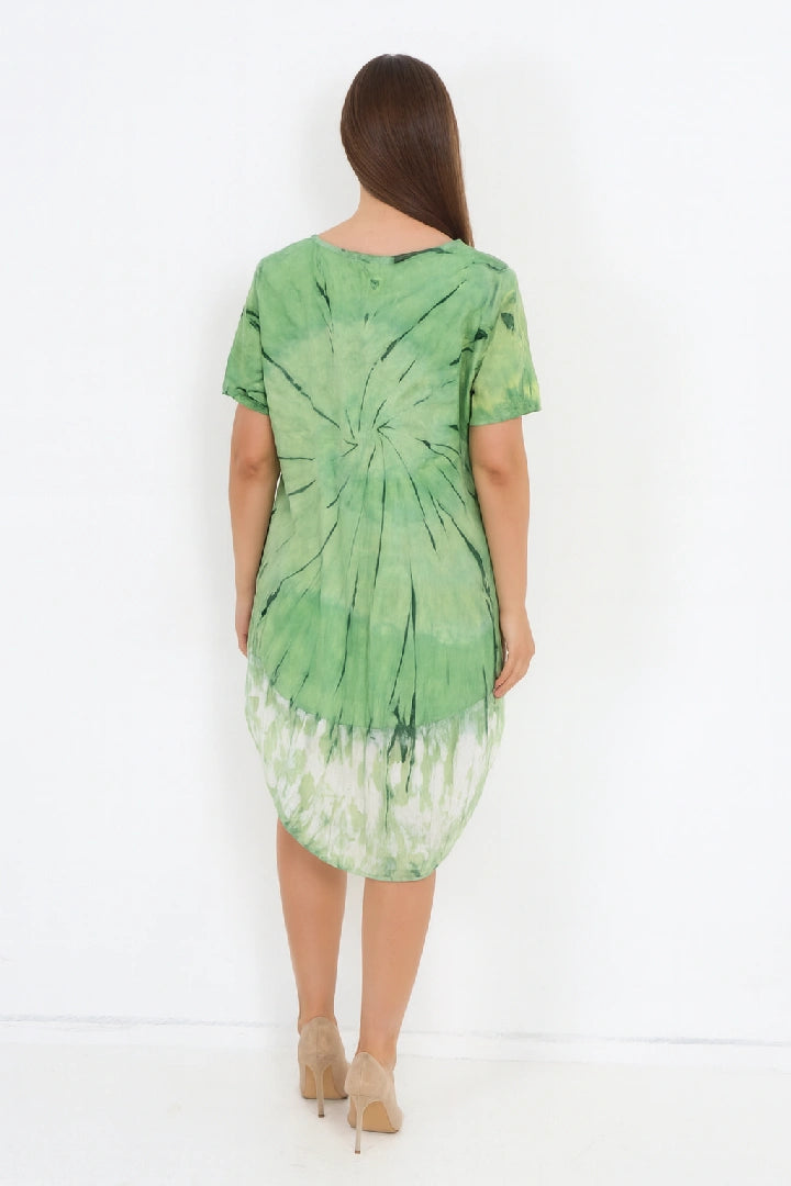 Italian Multi Tie-Dye Midi T-Shirt Dress