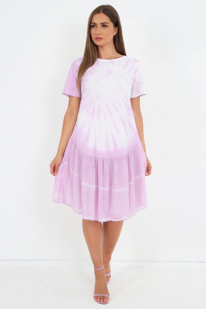 Italian Multi Tie-Dye Midi T-Shirt Dress