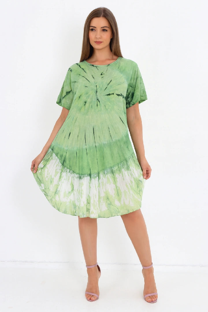 Italian Multi Tie-Dye Midi T-Shirt Dress