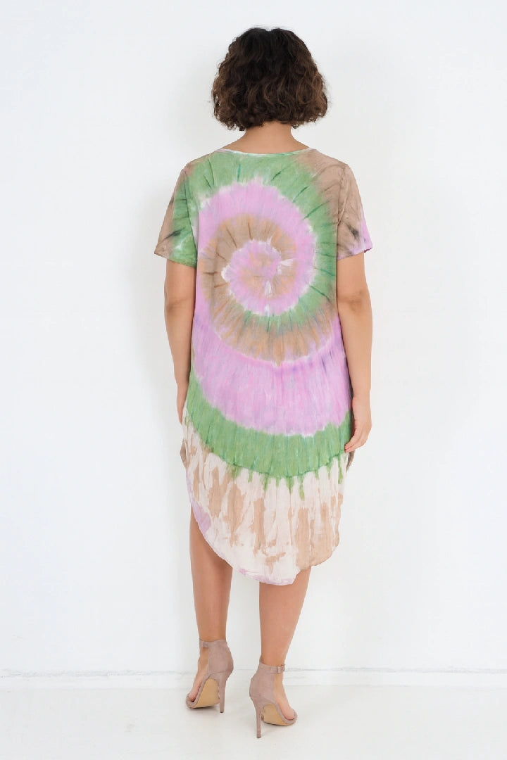 Italian Multi Tie-Dye Midi T-Shirt Dress