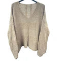Italian Relaxed Fit V Neck Textured Lana Chunky Knit Jumper