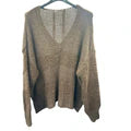 Italian Relaxed Fit V Neck Textured Lana Chunky Knit Jumper