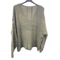 Italian Relaxed Fit V Neck Textured Lana Chunky Knit Jumper