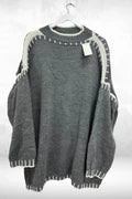 Italian Contrast Stitch Detail Crew Neck Long Sleeve Jumper Top