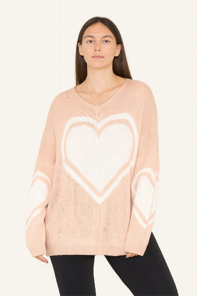 Ladies T-shirt Loose Fit Baggy Heart Jumper Winter Top Women Knit Cardigan