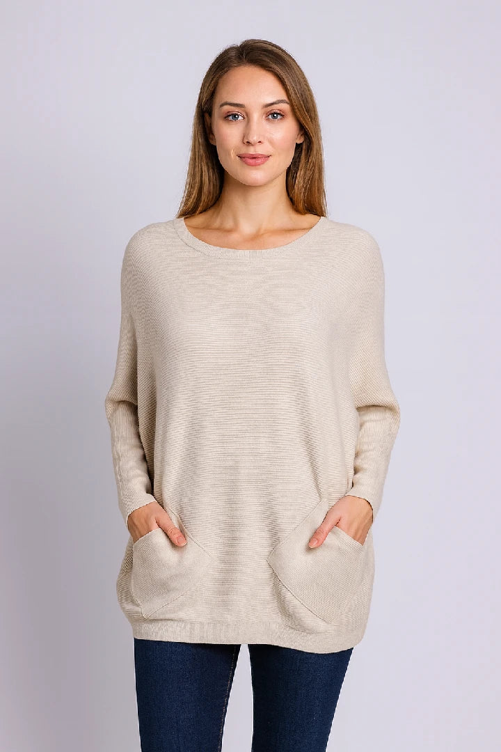 New Ladies Italian Weaved Plait Back Design Knitted Casual Comfy Jumper Top