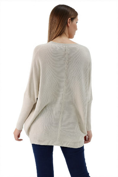 New Ladies Italian Weaved Plait Back Design Knitted Casual Comfy Jumper Top