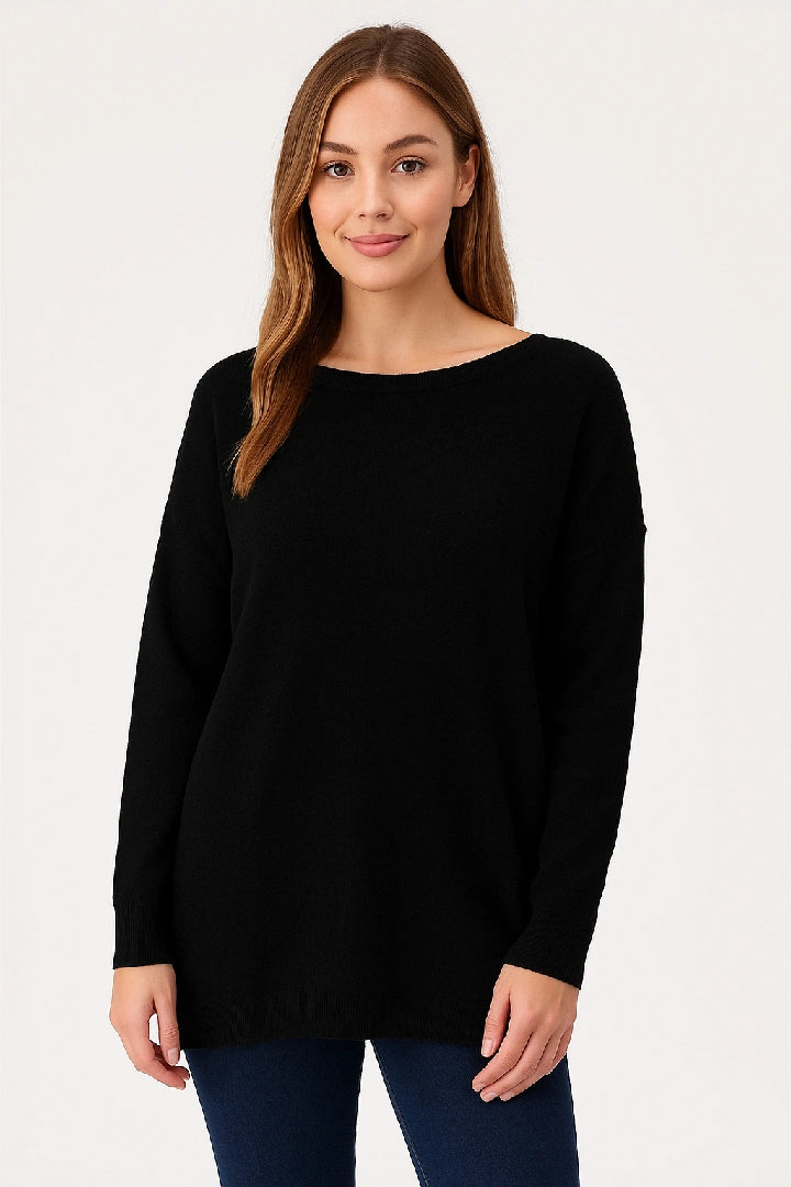 New Ladies Italian Weaved Plait Back Design Knitted Casual Comfy Jumper Top