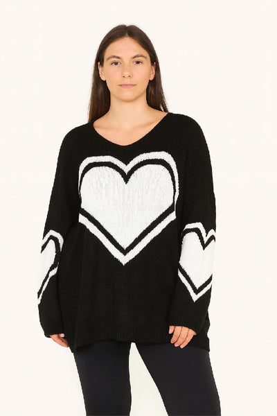 Ladies T-shirt Loose Fit Baggy Heart Jumper Winter Top Women Knit Cardigan