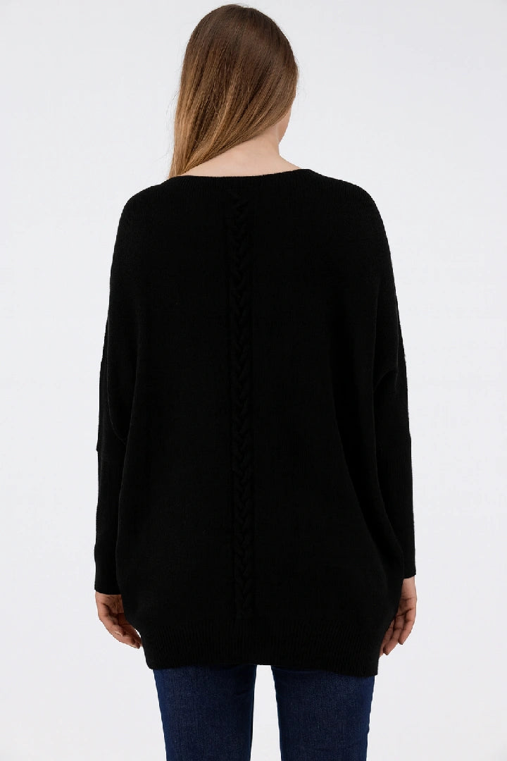 New Ladies Italian Weaved Plait Back Design Knitted Casual Comfy Jumper Top