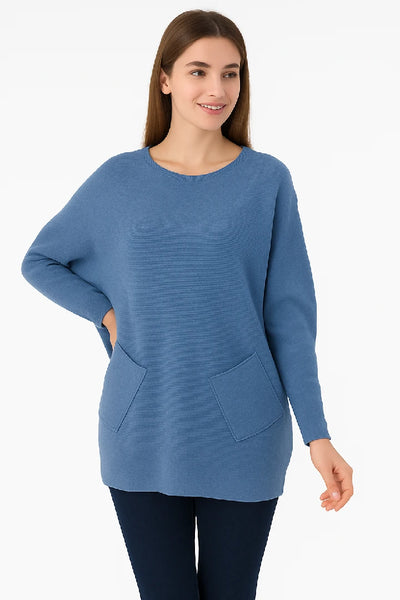 New Ladies Italian Weaved Plait Back Design Knitted Casual Comfy Jumper Top