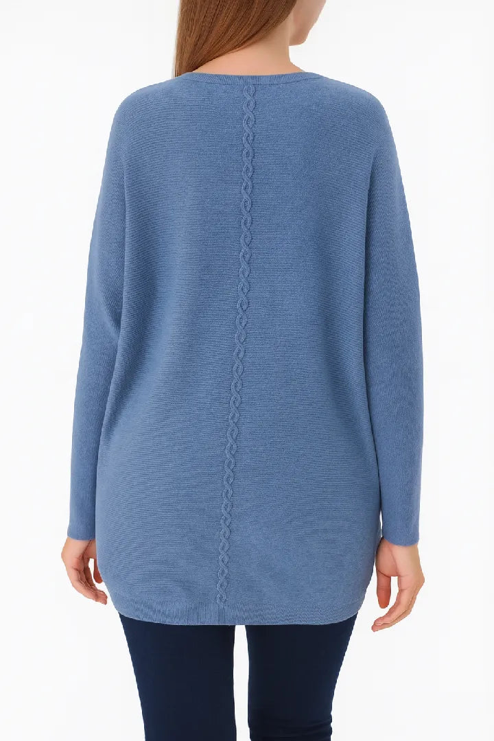 New Ladies Italian Weaved Plait Back Design Knitted Casual Comfy Jumper Top