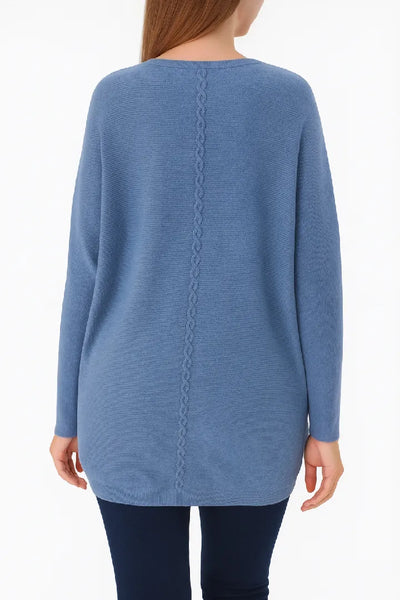 New Ladies Italian Weaved Plait Back Design Knitted Casual Comfy Jumper Top