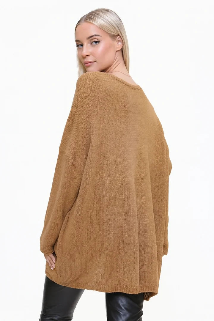 Ladies Oversized Heart Jumper Loose Fit Knit Winter Top Women Cardigan Sweater