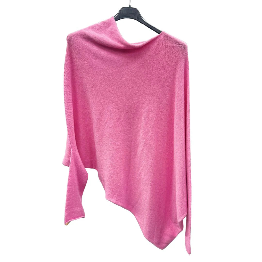 Italian Soft Knit Slant Long Sleeve Asymmetric Draped Jumper Top