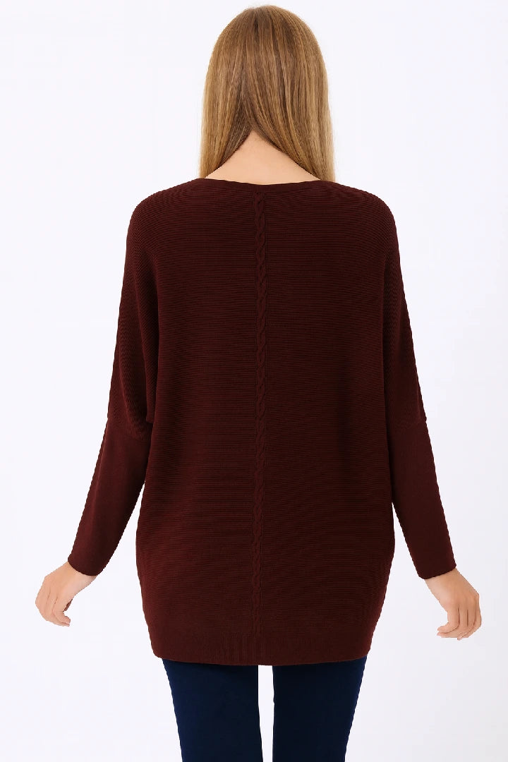 New Ladies Italian Weaved Plait Back Design Knitted Casual Comfy Jumper Top