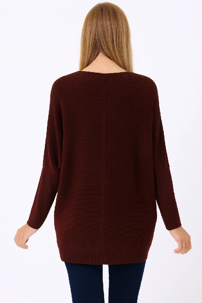 New Ladies Italian Weaved Plait Back Design Knitted Casual Comfy Jumper Top