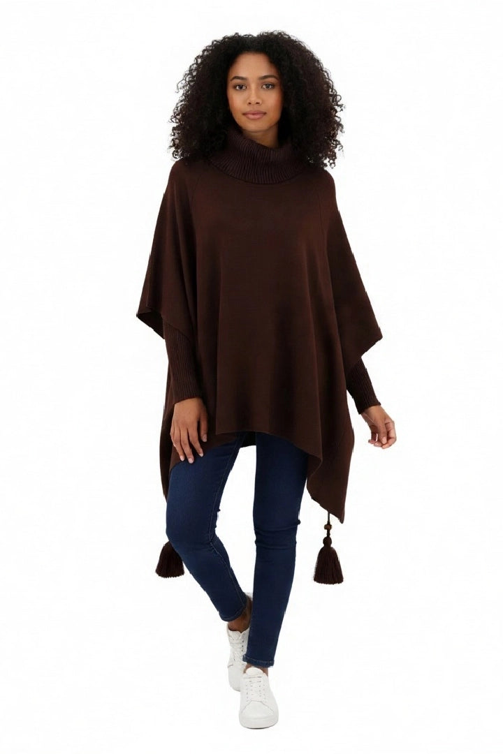 Lagenlook Cowl Neck Poncho Boxy Jumper