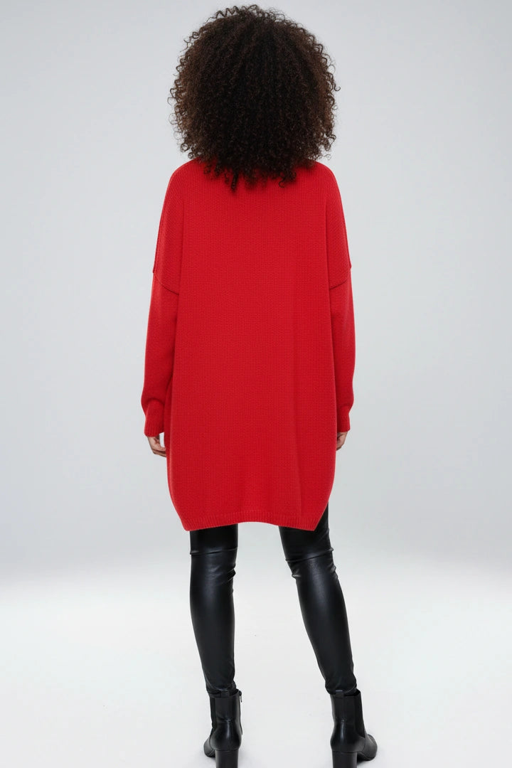 Italian Chunky Knit All Over Heart Print Jumper Top