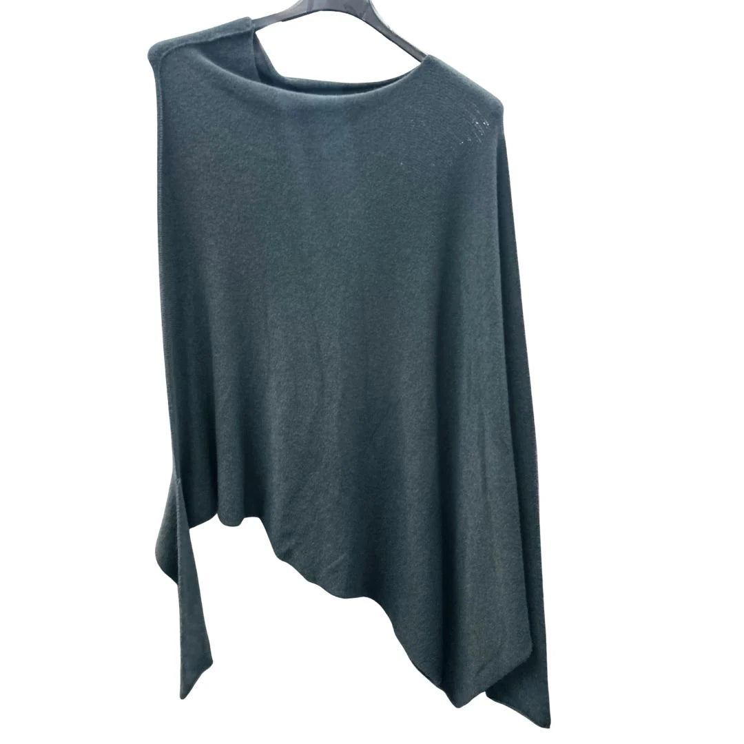 Italian Soft Knit Slant Long Sleeve Asymmetric Draped Jumper Top